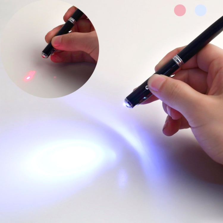 At-16 4 in 1 Mobile Phone Tablet Universal Handwriting Touch Screen Pen with Common Writing Pen & Red Laser & LED Light Function(Black)