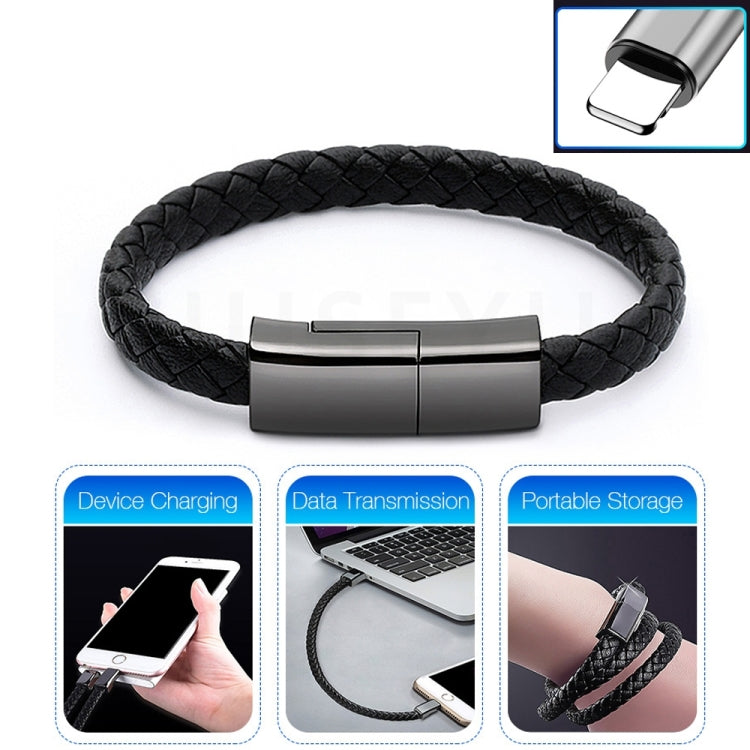 XJ-28 3A USB to 8 Pin Creative Bracelet Data Cable, Cable Length: 22.5cm(Brown)