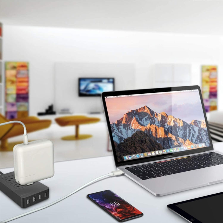 PD-96W 96W PD USB-C / Type-C Laptop Adapter + 2m 5A USB-C / Type-C to USB-C / Type-C Fast Charging Cable for MacBook Pro, EU Plug, US Plug, UK Plug