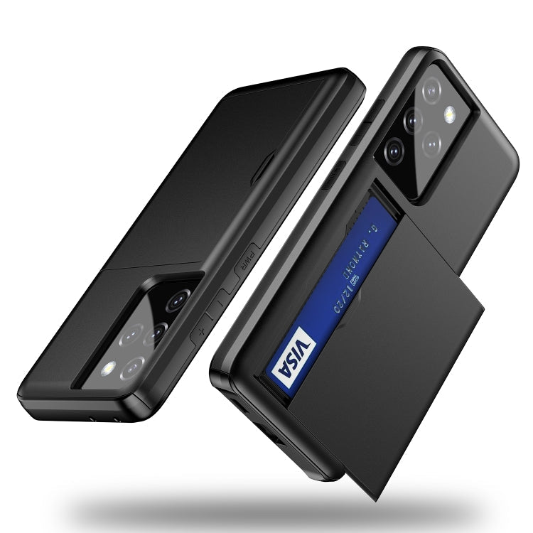 For Samsung Galaxy S21 Ultra 5G Shockproof Armor Protective Case with Card Slot(Black)