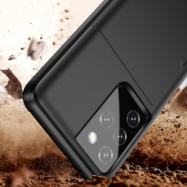 For Samsung Galaxy S21 Ultra 5G Shockproof Armor Protective Case with Card Slot(Black)