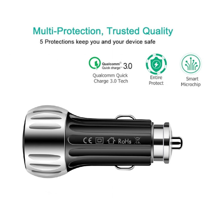 YSY-310QC18W QC3.0 Dual Port USB Car Charger for Apple / Huawei / Samsung / Xiaomi(White)
