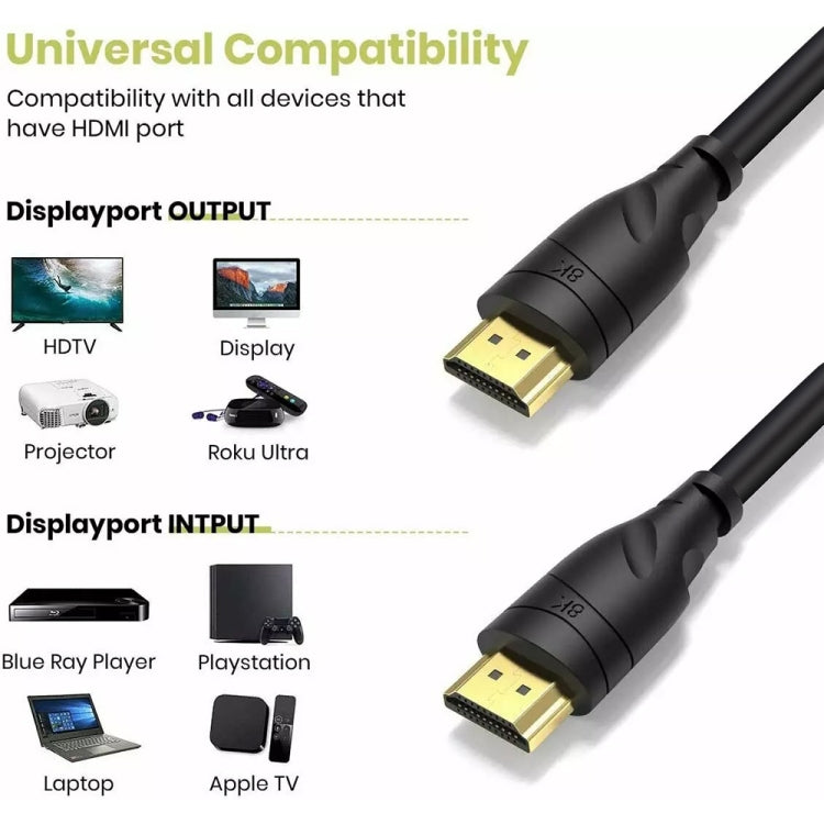 HD09 8K Ultra Clear HDMI 2.1 TV Computer Projection Set-top Box HDMI Cable, Cable Length:2m