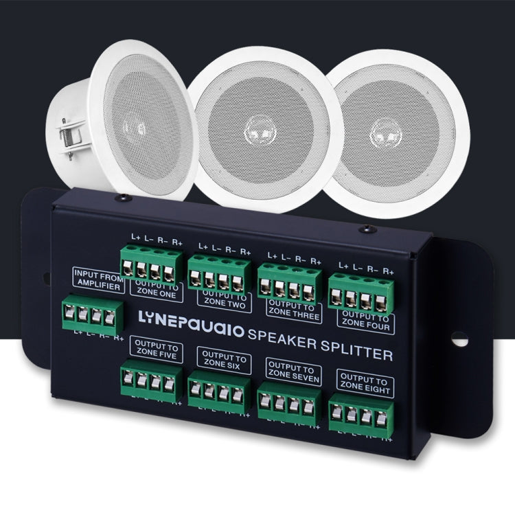 1 In 8 Out Amplifier And Sound Speaker Distributor, 8-Area Sound Source, Signal Distribution Panel, Audio Input, 300W Per Channel