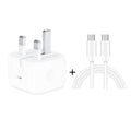 A2344 20W PD 3.0 Type-C / USB-C Folding Travel Charger + USB-C / Type-C to Type-C Fast Charging Data Cable Set, UK Plug, Length: 2m, 20W Type-C Length: 2m