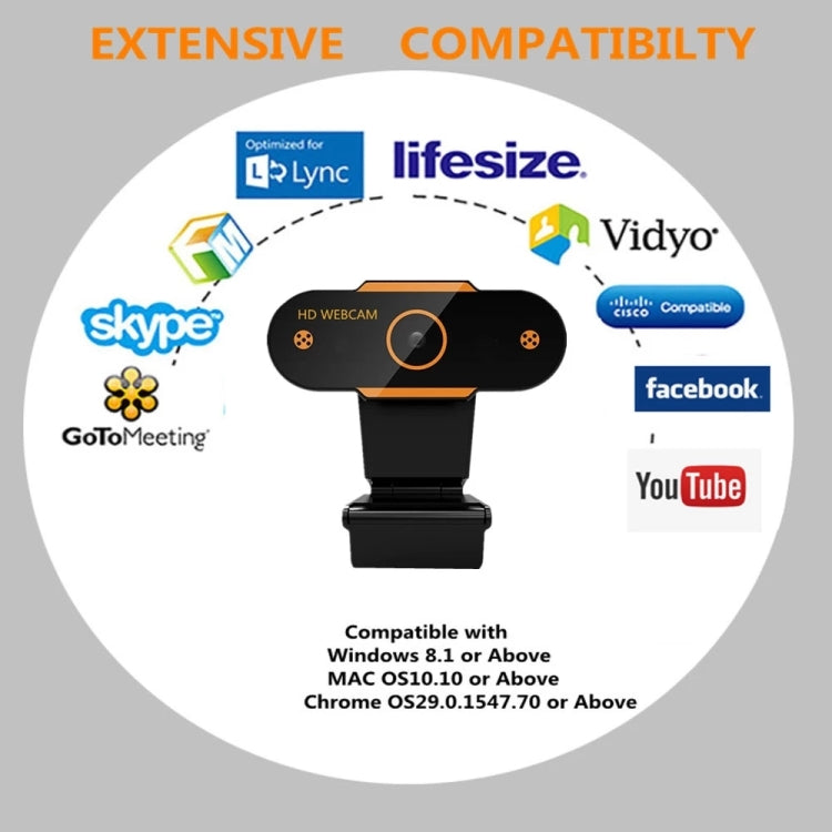 312 1080P HD USB 2.0 PC Desktop Camera Webcam with Mic, Cable Length: about 1.3m, Configuration:with Tripod