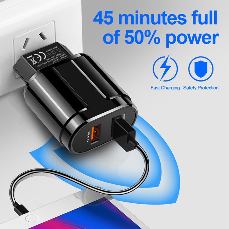Dual USB Portable Travel Charger + 1 Meter USB to Micro USB Data Cable, US Plug