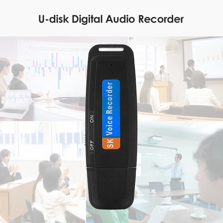 SK001 Professional Rechargeable U-Disk Portable USB Digital Audio Voice Recorder Pen Support TF Card Up to 32GB Dictaphone Flash Drive(Black)