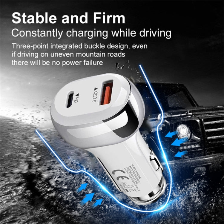 YSY-312PD PD 20W USB-C / Type-C  QC3.0 18W USB Interface 38W High-power Car Charger(Black)
