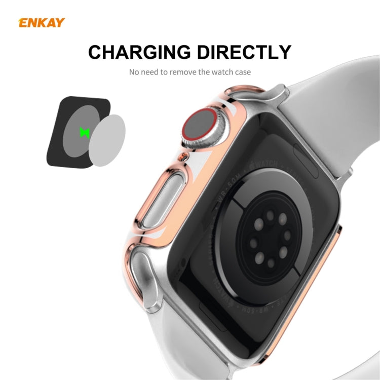ENKAY Hat-Prince Full Coverage Electroplated PC Case + Tempered Glass Protector for Apple Watch Series 6 / 5 / 4 / SE 44mm, For Apple Watch Series 6 / 5 / 4 / SE 44mm