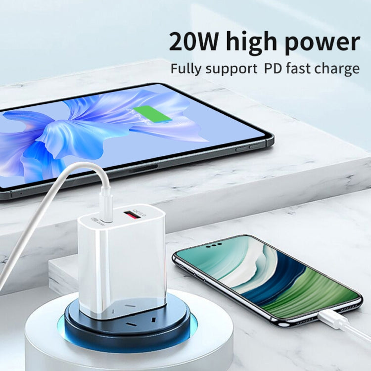 Dual Fast Charging 20W PD3.0+QC 3.0 Interface Travel Charger for iPhone, Huawei, Samsung, Xiaomi, EU Plug, US Plug, AU Plug