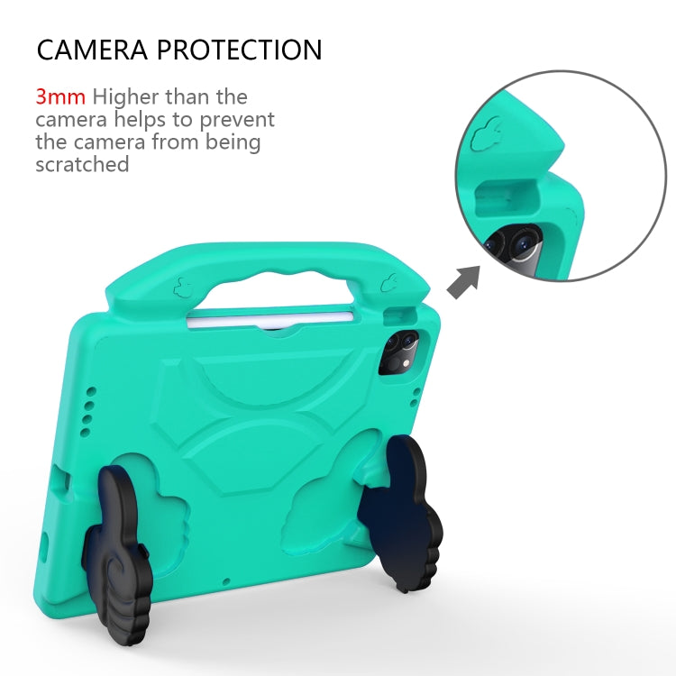 For iPad Pro 11 2022 / 2021 Children EVA Shockproof Tablet Case with Thumb Bracket (Glacier Green)