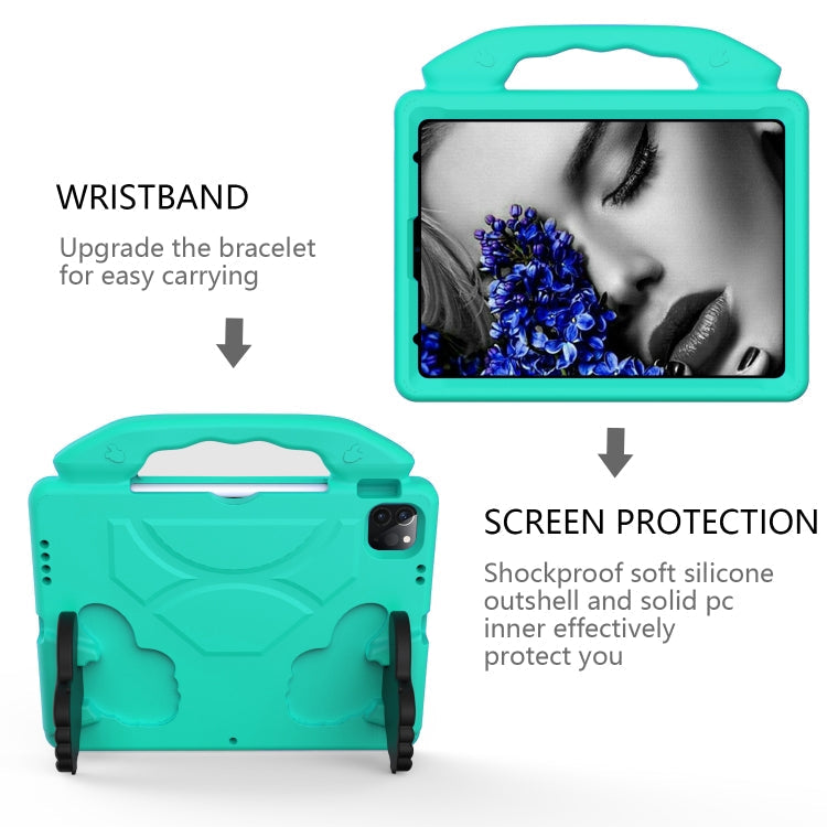 For iPad Pro 11 2022 / 2021 Children EVA Shockproof Tablet Case with Thumb Bracket (Glacier Green)
