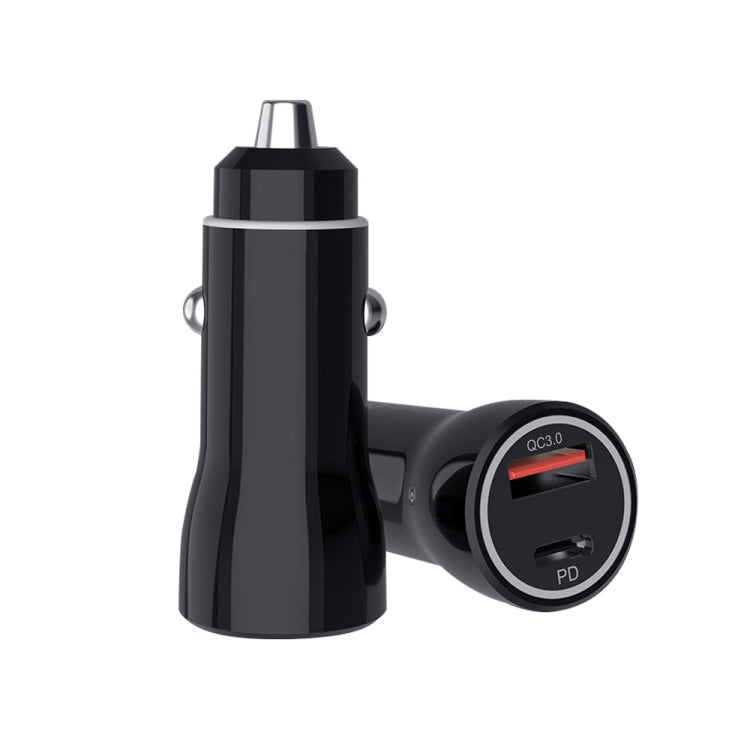P21 Portable PD 20W  QC 3.0 18W Dual Ports Fast Car Charger(Black)