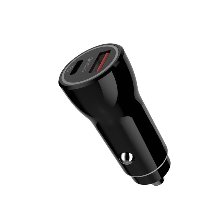 P21 Portable PD 20W  QC 3.0 18W Dual Ports Fast Car Charger(Black)