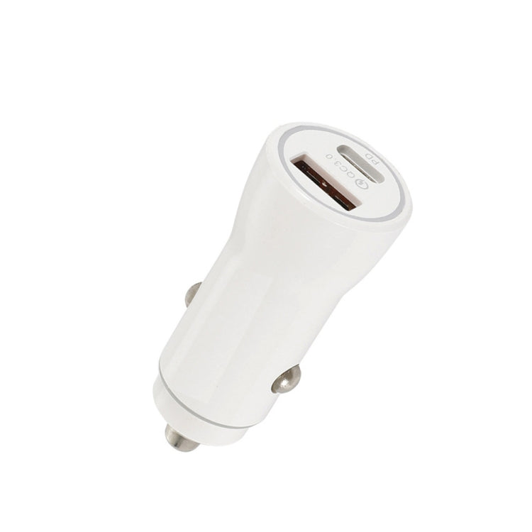 P21 Portable PD 20W  QC 3.0 18W Dual Ports Fast Car Charger(White)