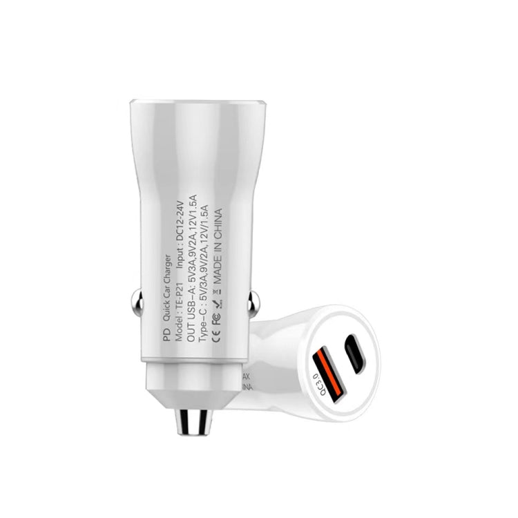P21 Portable PD 20W  QC 3.0 18W Dual Ports Fast Car Charger(Black)