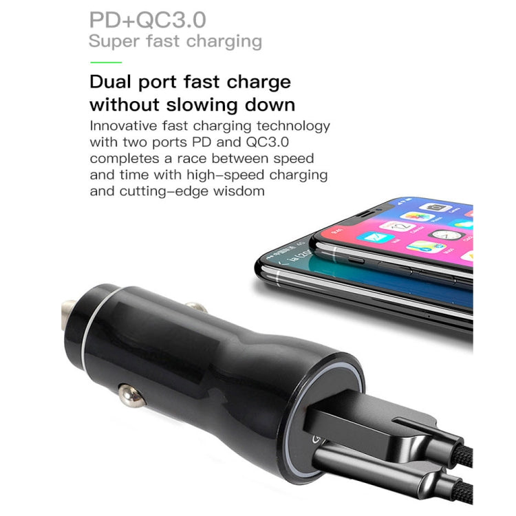 P21 Portable PD 20W  QC 3.0 18W Dual Ports Fast Car Charger(Black)