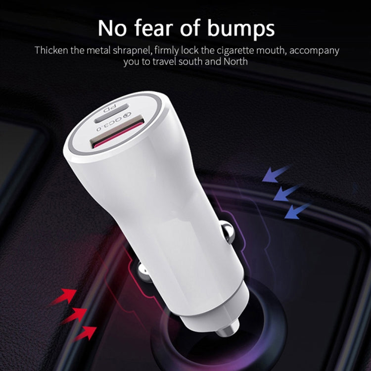 P21 Portable PD 20W  QC 3.0 18W Dual Ports Fast Car Charger(Black)