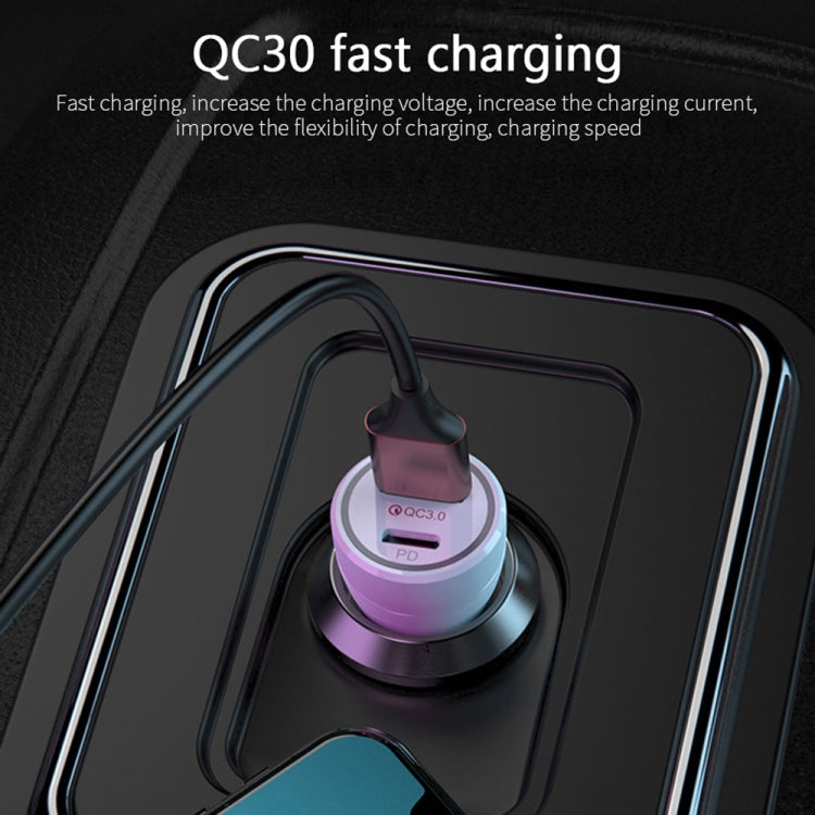P21 Portable PD 20W  QC 3.0 18W Dual Ports Fast Car Charger(White)