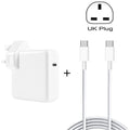 96W USB-C / Type-C Power Adapter Portable Charger with 1.8m USB-C / Type-C to USB-C / Type-C Charging Cable, UK Plug