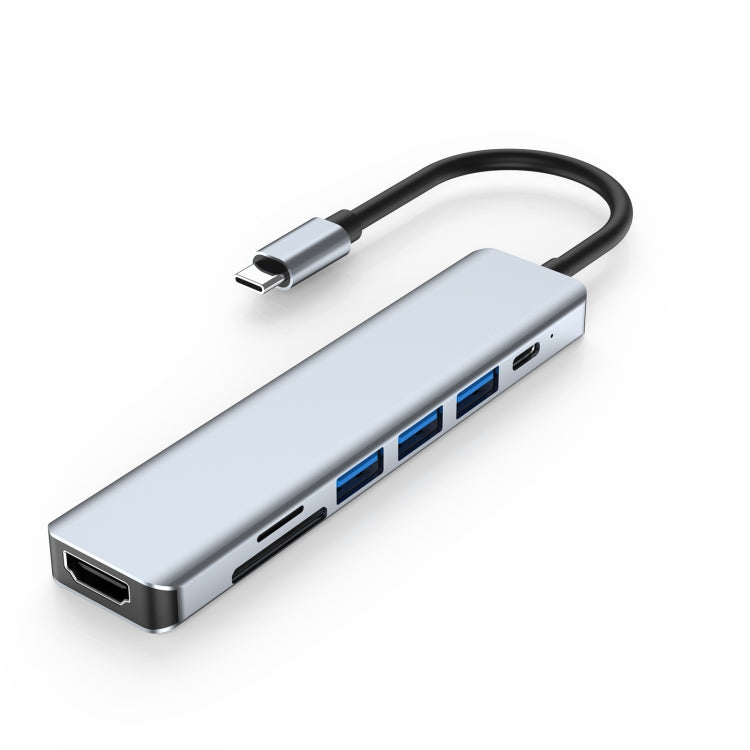 7 In 1 HDMI+SD/TF+USB2.0x2+USB3.0+PD to Type-C HUB Docking Station, 7 In 1 Station