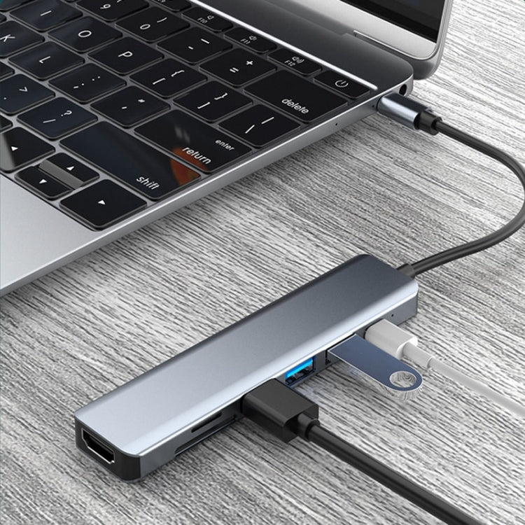 7 In 1 HDMI+SD/TF+USB2.0x2+USB3.0+PD to Type-C HUB Docking Station, 7 In 1 Station