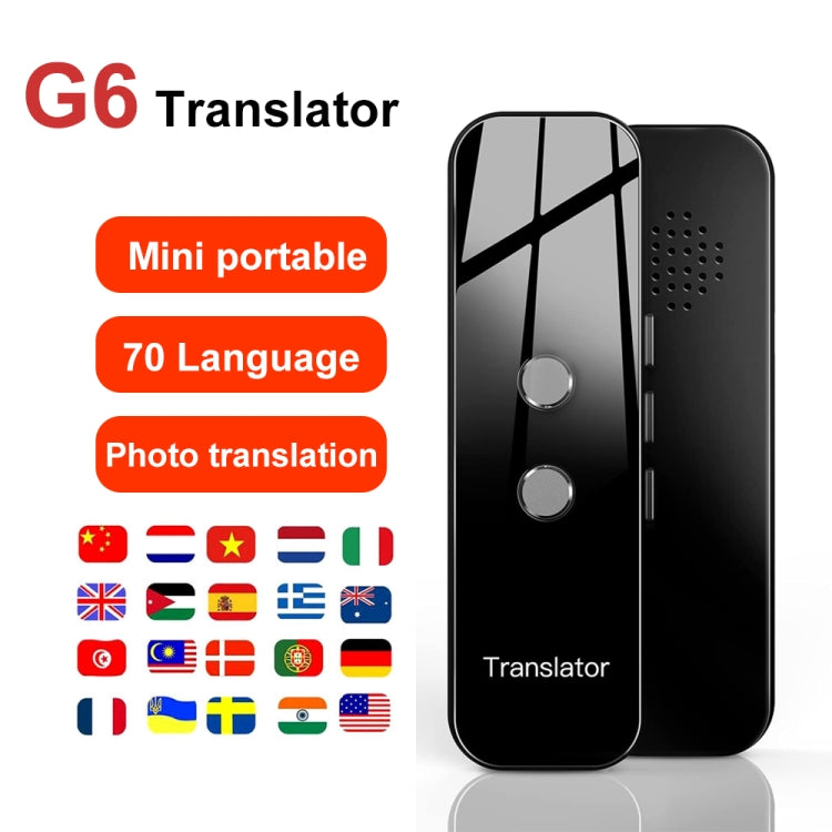 G6 Portable Instant Real Time Voice Translator Multi Language Voice Personal Travel Assistant Translator(Black)