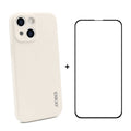 Hat-Prince ENKAY Liquid Silicone Shockproof Protective Case Drop Protection Cover + Full Coverage Tempered Glass Protector Film for iPhone 13, For iPhone 13