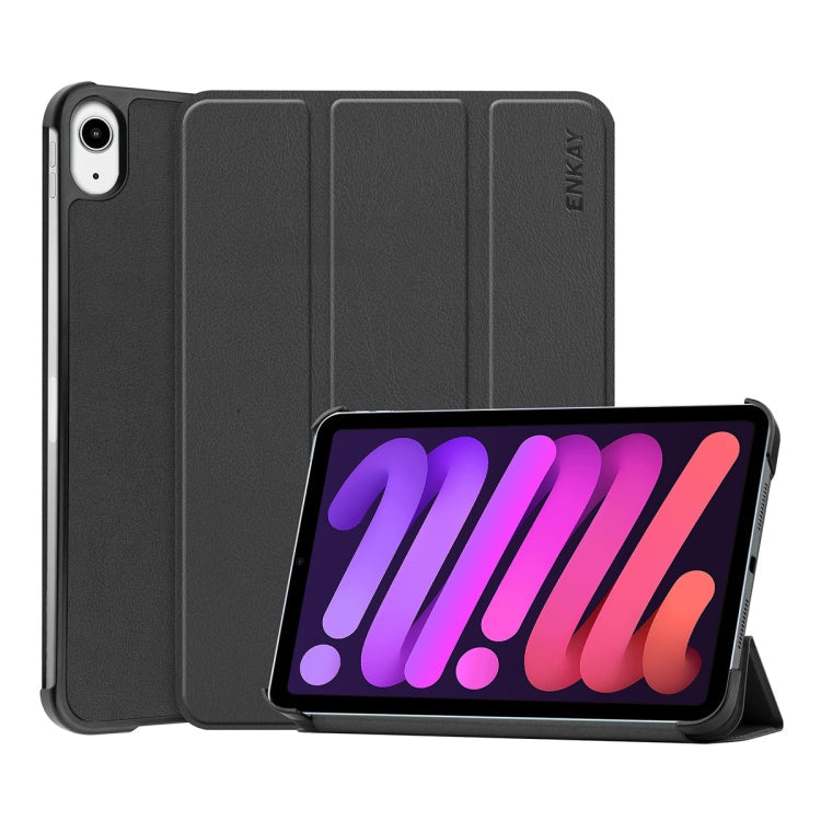 ENKAY Custer Texture Horizontal Flip PU+PC Leather Case with Three-folding Holder & Sleep / Wake-up Function for iPad mini 2024 / mini 6, For iPad mini 6 2021