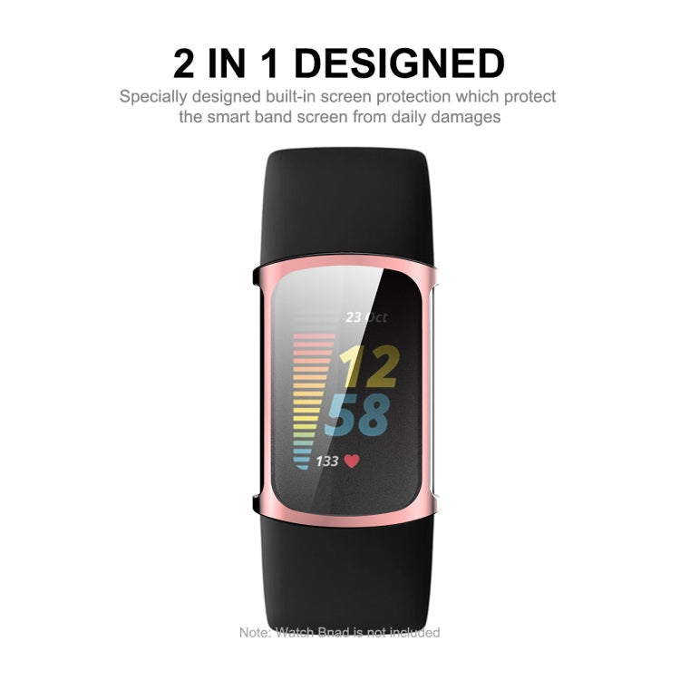 For Fitbit Charge 5/ Charge 6 ENKAY Hat-Prince Full Coverage Electroplated Soft TPU Case Scratch Resistant Cover