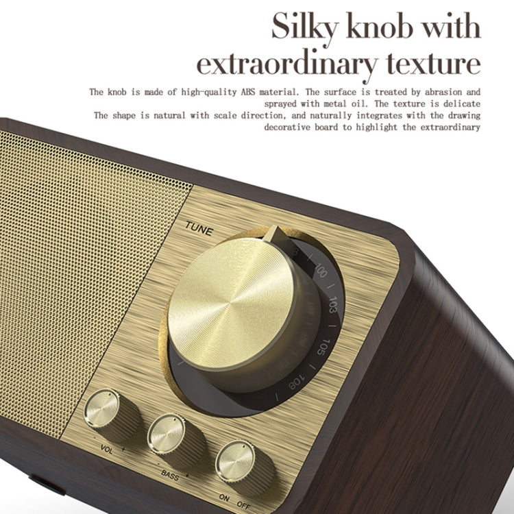 JY-66 Wood Texture Wireless BT5.0 Retro Classic Speaker FM Radio Support TF / U-Disk / AUX