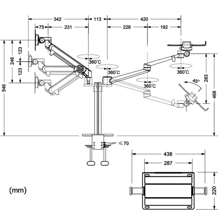 OL-3S Aluminum Height Adjustable Desktop Computer Stand for 17-32 inch and 12-17 inch Monitor(Black)