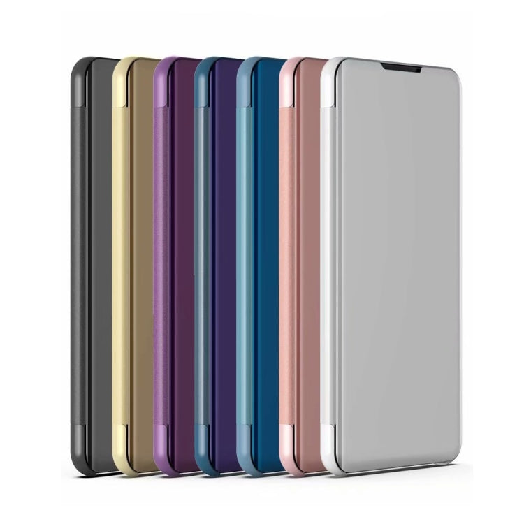 For Samsung Galaxy S22 Ultra 5G Plated Mirror Horizontal Flip Leather Case with Holder(Black)