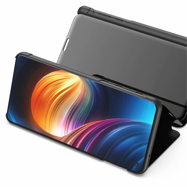 For Samsung Galaxy S22 Ultra 5G Plated Mirror Horizontal Flip Leather Case with Holder(Black)