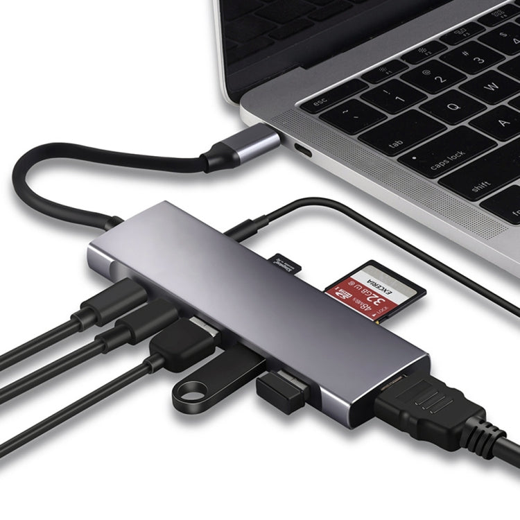 9-in-1 USB Type-C to HDMI+USB3.0x3+Type-C+PD+SD/TF+Audio HUB Adapter, HDMI+USB3.0x3+Type-C+PD+SD/TF+Audio to Type-C