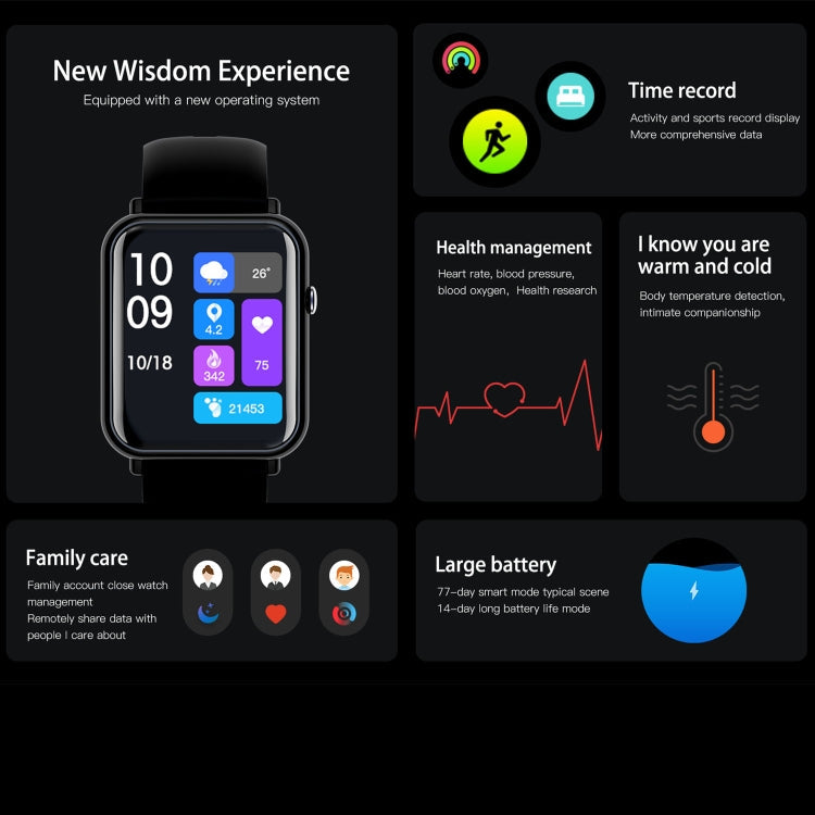 Q19 Pro IP67 Waterproof 1.69 inch Smartwatch(Black)