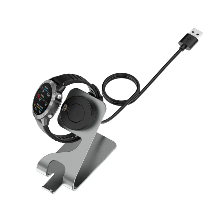 For Garmin Fenix 7 Rotatable Magnetic Metal Charging Base(Silver)