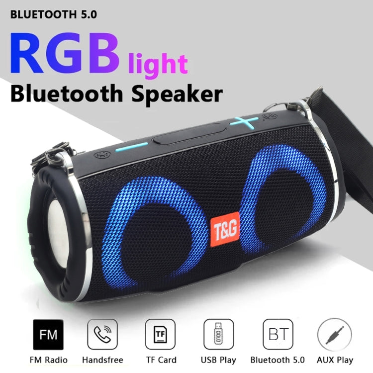 T&G TG642 RGB Light Waterproof  Portable Bluetooth Speaker Support FM / TF Card(Black)