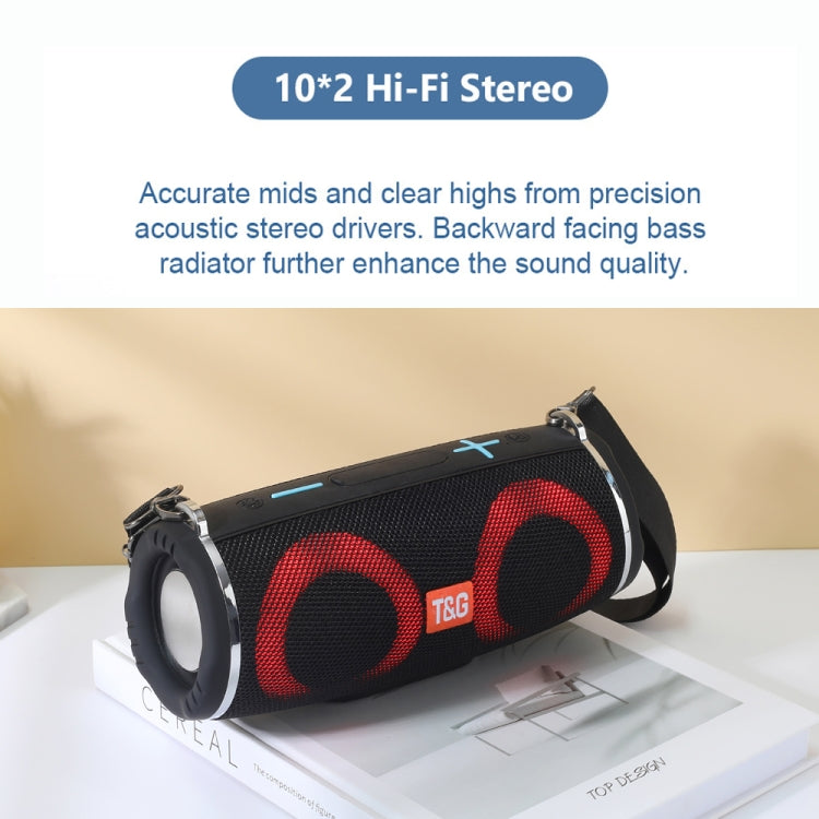T&G TG642 RGB Light Waterproof  Portable Bluetooth Speaker Support FM / TF Card(Black)