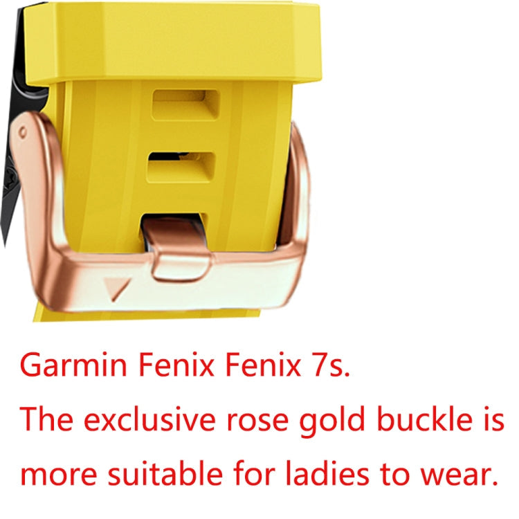20mm Rose Gold Buckle Silicone Strap, For Garmin Fenix 7S, For Garmin Fenix 6S