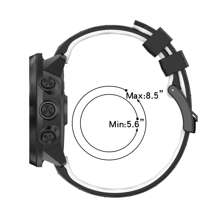 For Suunto 9 Baro 24mm Mixed-Color Silicone Watch Band(White+Black)