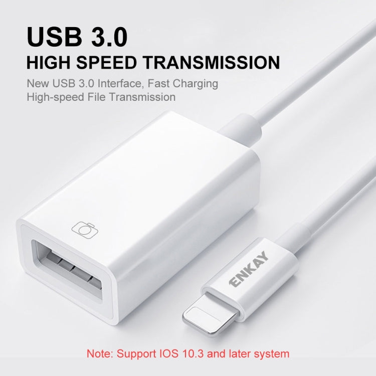 ENKAY ENK-AT108 8 Pin to USB 3.0 OTG Adapter Data Cable for iPhone / iPad, ENK-AT108