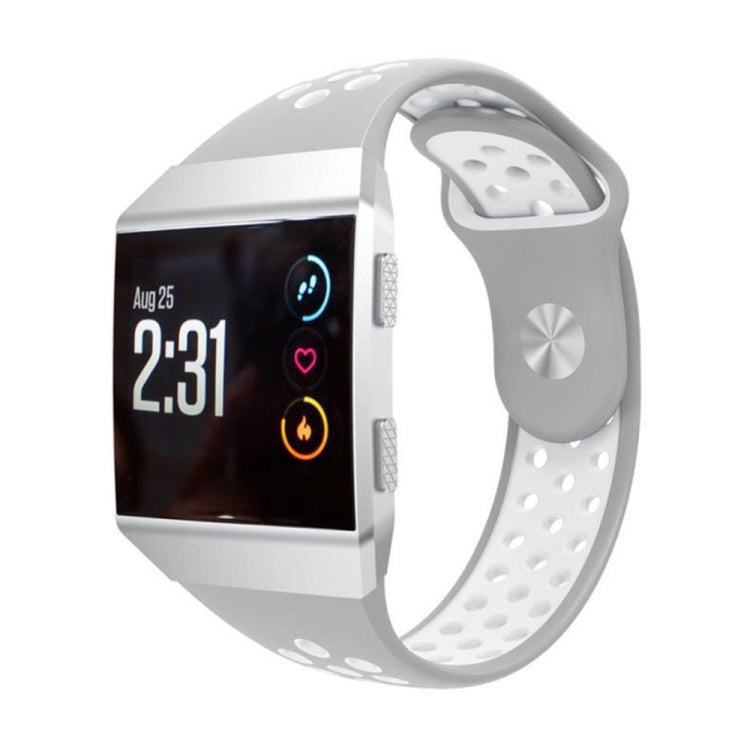 For Fitbit Ionic Breathable Two-tone Silicone Watch Band(Grey White)
