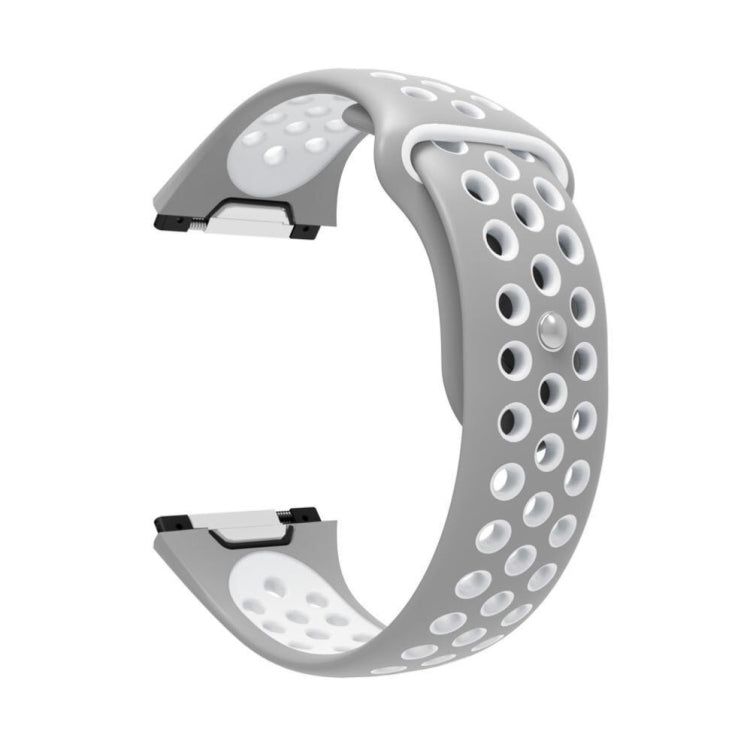 For Fitbit Ionic Breathable Two-tone Silicone Watch Band(Grey White)
