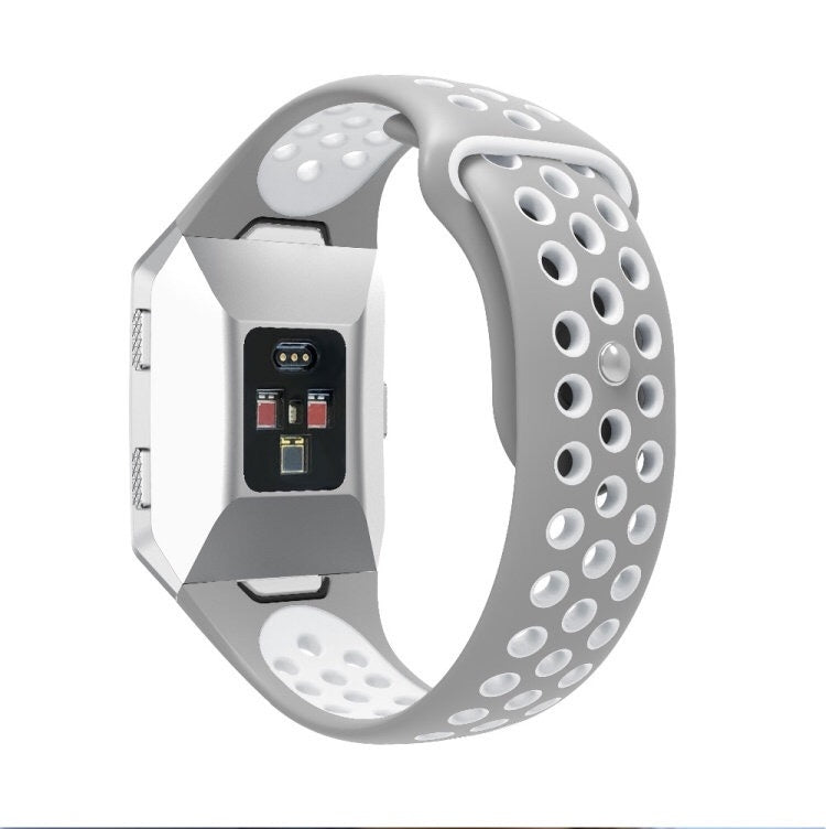 For Fitbit Ionic Breathable Two-tone Silicone Watch Band(Grey White)