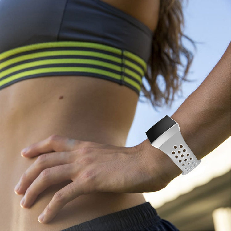 For Fitbit Ionic Breathable Two-tone Silicone Watch Band(Grey White)