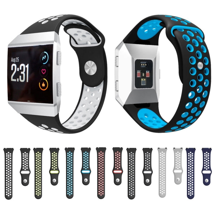 For Fitbit Ionic Breathable Two-tone Silicone Watch Band(Grey White)