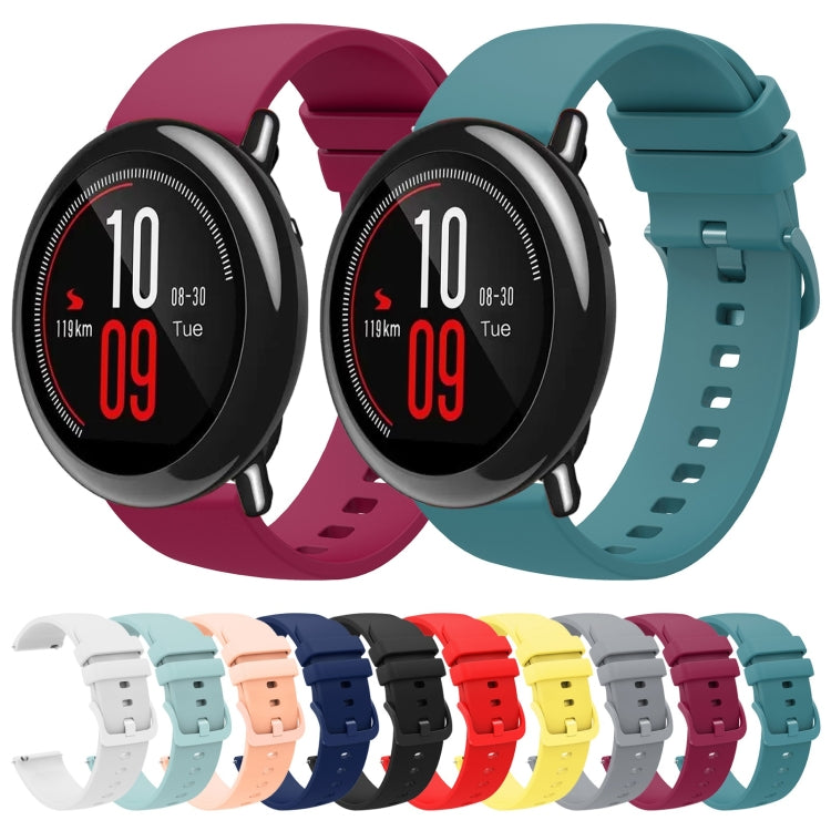 For Amazfit Pace 22mm Solid Color Soft Silicone Watch Band(White)