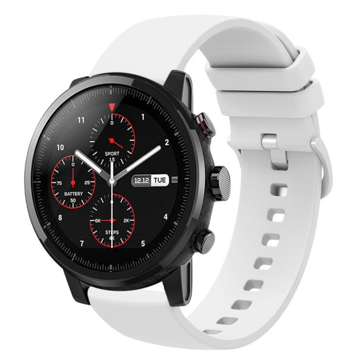 For Amazfit Stratos 22mm Solid Color Soft Silicone Watch Band(White)